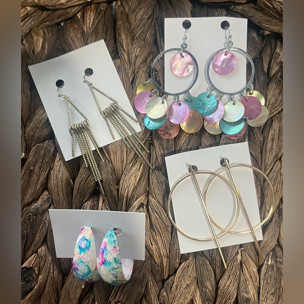 Colorful Earring Set with Hoops and Dangles